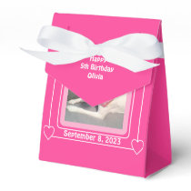 Cute Puppy Dog Photo Birthday Number 5 Pink Favor Boxes