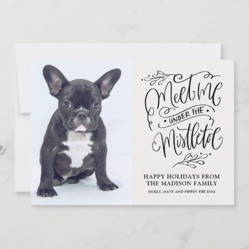 Cute Puppy Dog Photo Christmas Quote Mistletoe Holiday Card