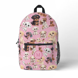 Cute Puppy Dog Pink Printed Backpack
