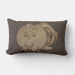 cute puppy dog play bowing brown pug lumbar pillow