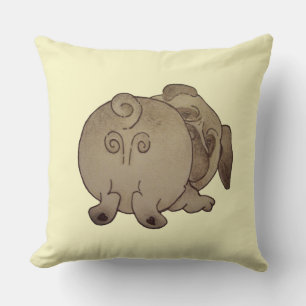 cute puppy dog play bowing brown pug throw pillow