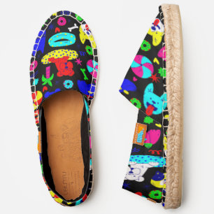 cute puppy dog pool party summer funny black espadrilles