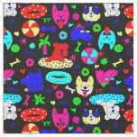 cute puppy dog pool party summer funny black fabric