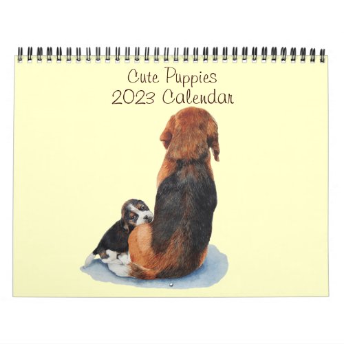 cute puppy dog portrait paintings 2023 calendar