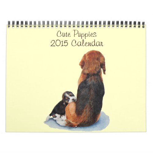 cute puppy dog portrait paintings realist art 2015 calendar