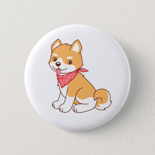 Cute Puppy Dog Shiba Inu Button