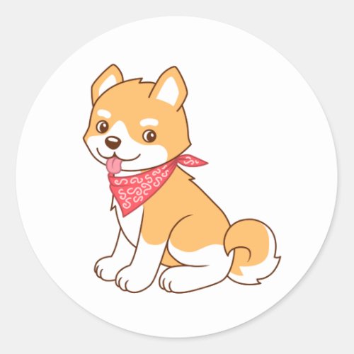 Cute Puppy Dog Shiba Inu Classic Round Sticker