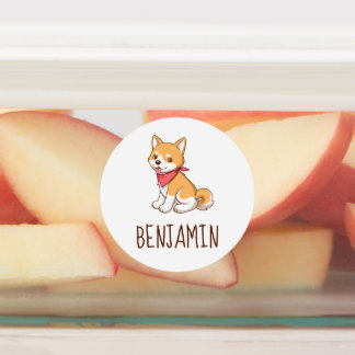 Cute Puppy Dog Shiba Inu Kids' Labels