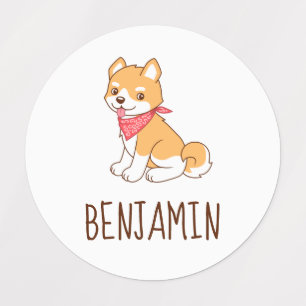 Cute Puppy Dog Shiba Inu Kids' Labels