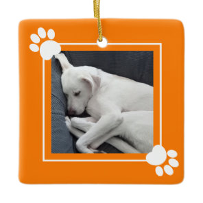 Cute Puppy Dog Single 1 Photo Name and Message     Ceramic Ornament