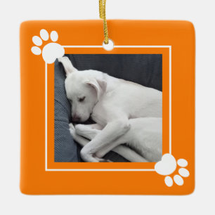 Cute Puppy Dog Single 1 Photo Name and Message     Ceramic Ornament