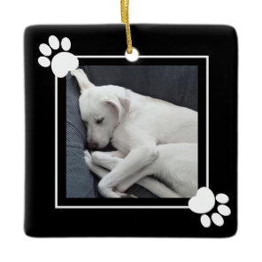 Cute Puppy Dog Single 1 Photo Name and Message     Ceramic Ornament