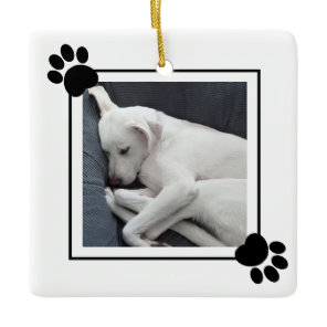 Cute Puppy Dog Single 1 Photo Name and Message     Ceramic Ornament