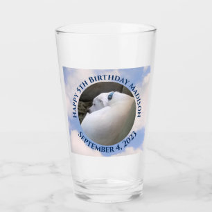 Cute Puppy Dog Sleeping Blue Sky 5th Birthday Glass