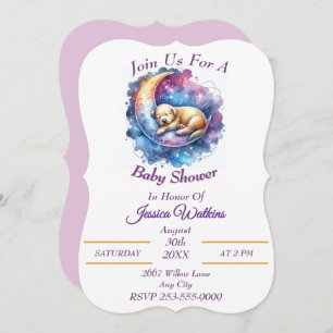 Cute Puppy Dog Sleeping on a Half Moon Invitation