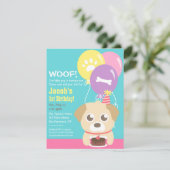 Cute Puppy Dog Themed Kids Birthday Party Invitation (Standing Front)