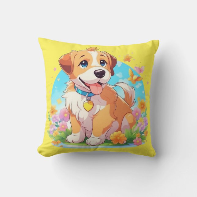Cute Puppy Dog  Throw Pillow (Front)