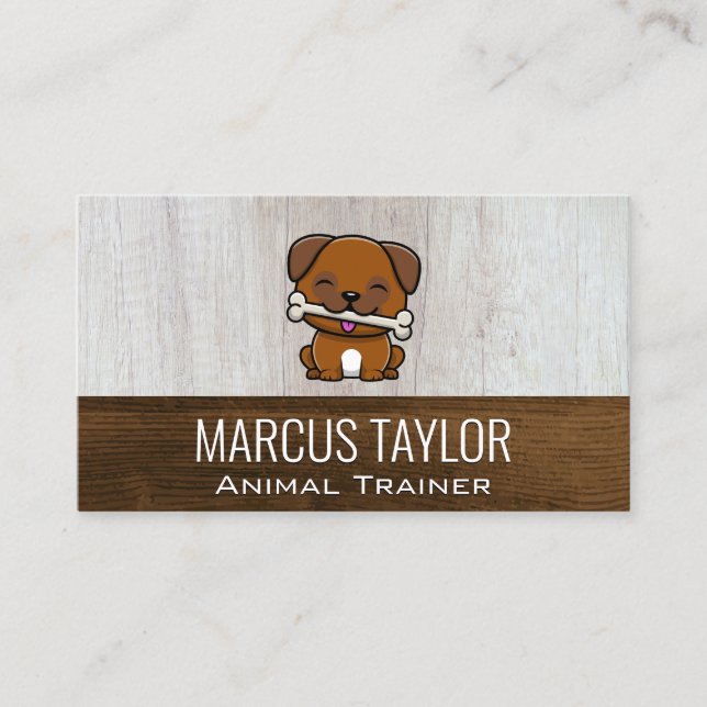 Cute Puppy | Dog Training | Wood Business Card (Front)