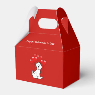 Cute Puppy Dog Valentine Red Heart Party Favor Boxes