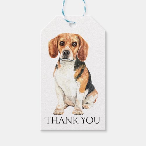 Cute Puppy Dog Watercolor Beagle Thank You Gift Tags