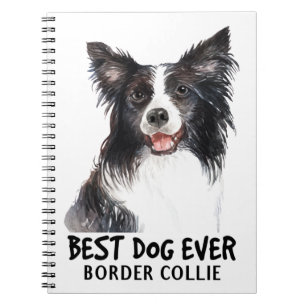 Cute Puppy Dog Watercolor Border Collie Notebook