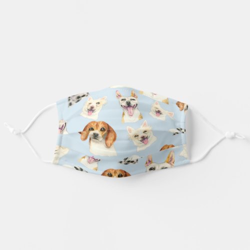 Cute Puppy Dog Watercolor Pattern Adult Cloth Face Mask