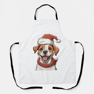 Cute Puppy Dog wearing Christmas Hat Classic T-Shi Apron
