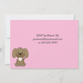 Cute Puppy Dog, White Hearts on Pink 1st Birthday Invitation (Back)