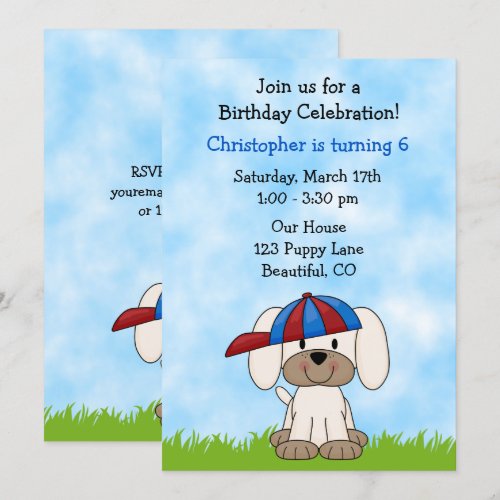 Puppy Dog Birthday Invitation for Boys