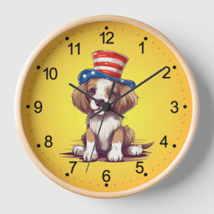 Cute Puppy Dog with Hat-54676 Clock