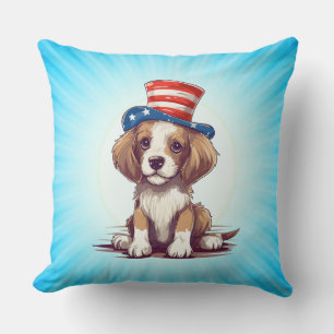 Cute Puppy Dog with Hat-54676 Throw Pillow