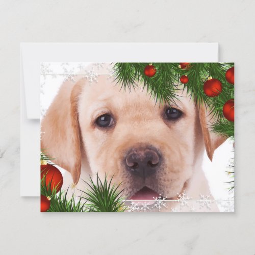 Cute Puppy Dog Yellow Labrador Christmas Holiday Card