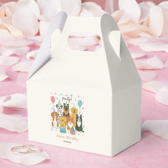 Cute Puppy Dogs Boy 5th Birthday Party Favor Boxes (Wedding)