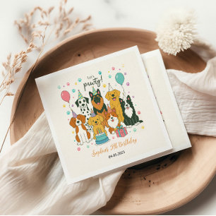 Cute Puppy Dogs Boy 5th Birthday Party Napkins