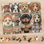 Cute Puppy Dogs Festive Winter Sweaters Christmas Jigsaw Puzzle<br><div class="desc">Looking for a fun and engaging activity to share with your family this holiday season? Look no further than our jigsaw puzzle collection featuring playful adorable puppies dressed in winter knitted sweaters ! As a dog lover, you'll adore the variety of puppy dogs from a cute corgi, daschund dog, rottweiler...</div>