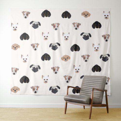 Cute Puppy Dogs Illustration Tapestry