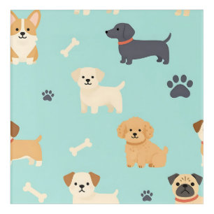 Cute Puppy Dogs Pattern Acrylic Print