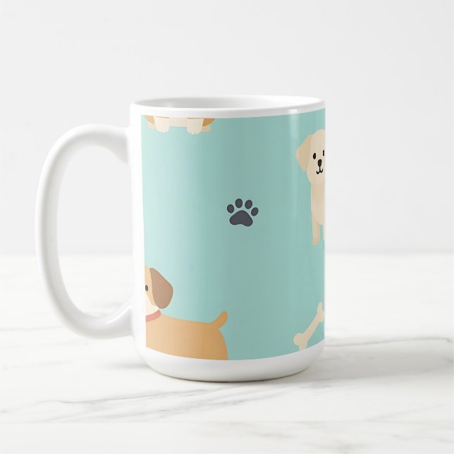 Cute Puppy Dogs Pattern Coffee Mug (Left)