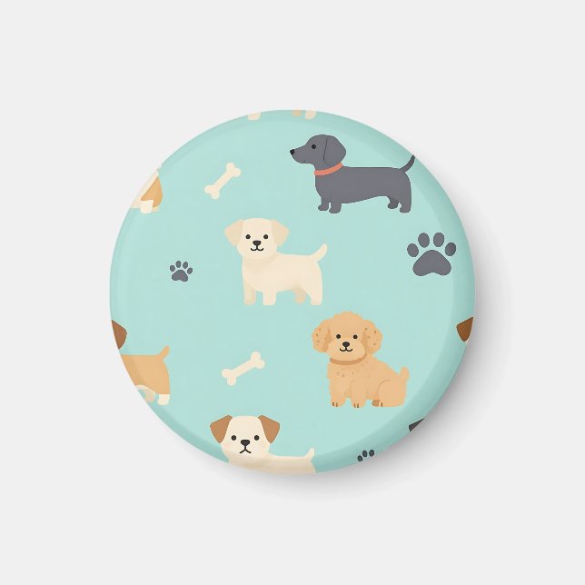 Cute Puppy Dogs Pattern Magnet (Front)