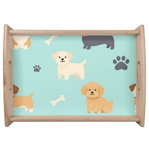 Cute Puppy Dogs Pattern Serving Tray