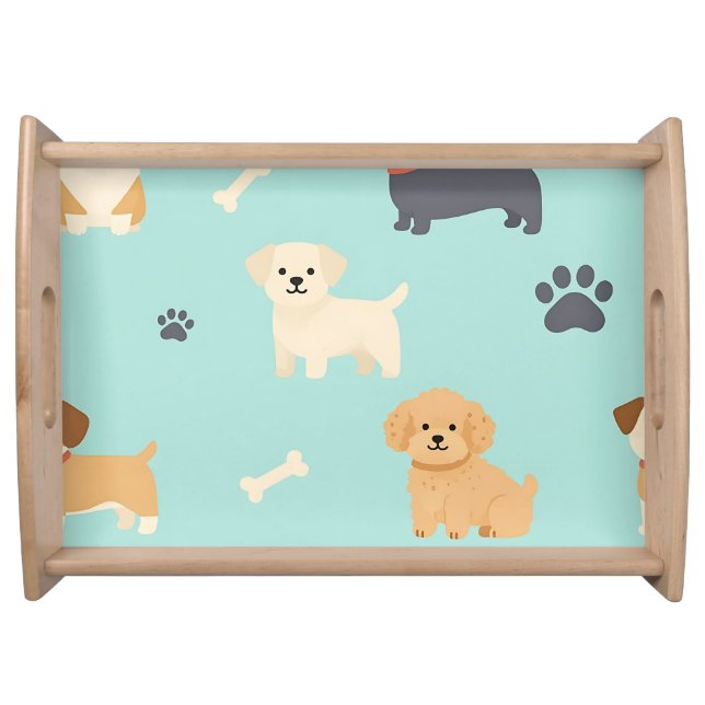 Cute Puppy Dogs Pattern Serving Tray (Front)