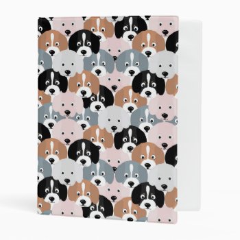 Cute Puppy Dogs Pink Black Illustration Mini Binder by InovArtS at Zazzle