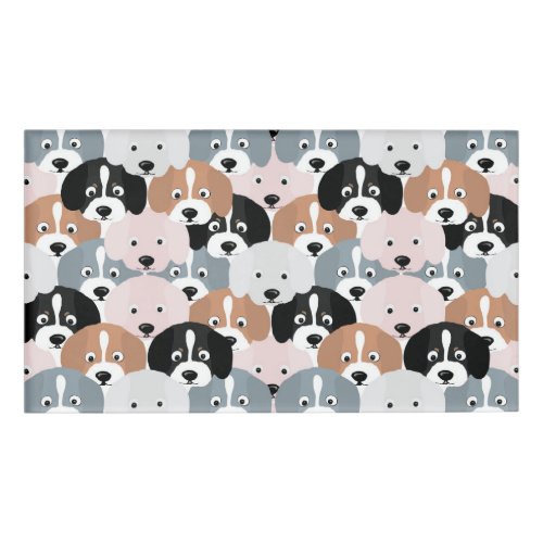 Cute Puppy Dogs Pink Black Illustration Name Tag