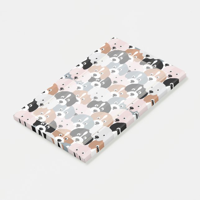 Cute Puppy Dogs Pink Black Illustration Post-it Notes (Angled)