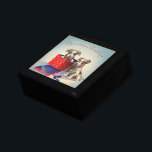 Cute Puppy Dogs, Vintage Christmas Greetings Jewelry Box<br><div class="desc">Vintage illustration Christmas holiday image featuring two pet terrier puppy dogs wrapped up as gifts. Christmas Greetings.</div>