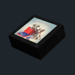 Cute Puppy Dogs, Vintage Christmas Greetings Jewelry Box<br><div class="desc">Vintage illustration Christmas holiday image featuring two pet terrier puppy dogs wrapped up as gifts. Christmas Greetings.</div>