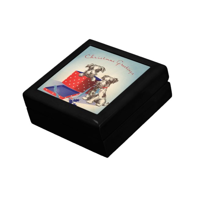 Cute Puppy Dogs, Vintage Christmas Greetings Jewelry Box (Side)