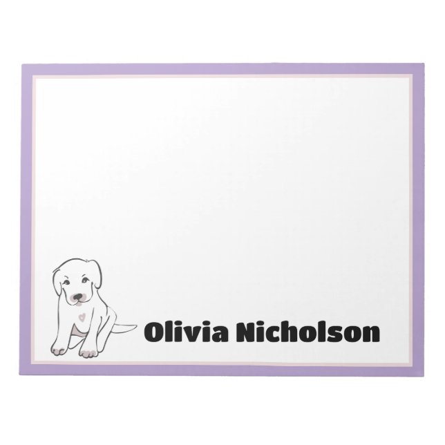 Cute Puppy Doodle Art Personalized Stationery  Notepad (Front)