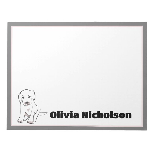 Cute Puppy Doodle Art Personalized Stationery  Notepad (Front)