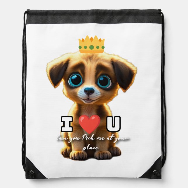 Cute puppy  drawstring bag (Front)